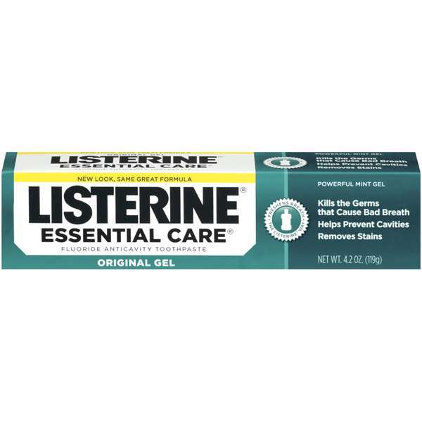 Listerine Essential Care Original Gel Toothpaste, Powerful Mint, fluoride