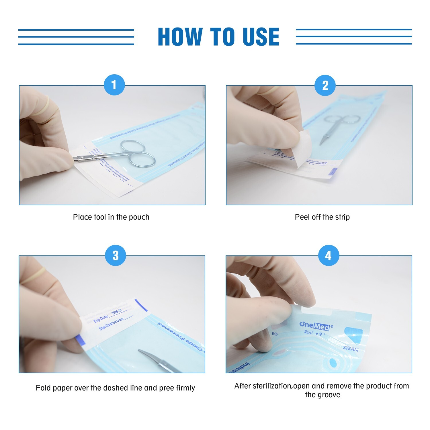 OneMed Self-Sealing Sterilization Pouches 2.25″x5″ Medical Sterile Bags 200/Box