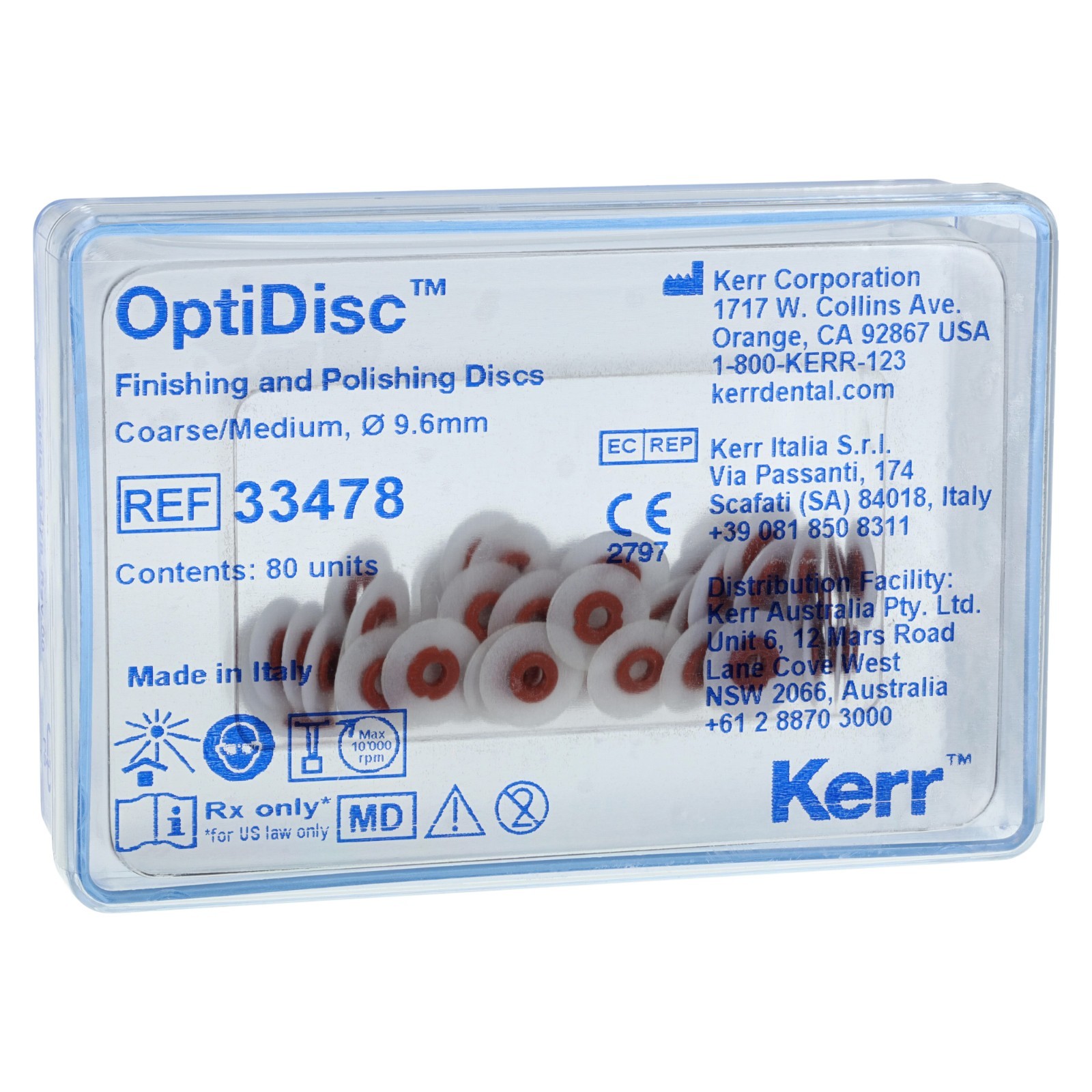 Kerr OptiDisc Finishing and Polshing Discs – Medium-Coarse 9.6mm (80/box)