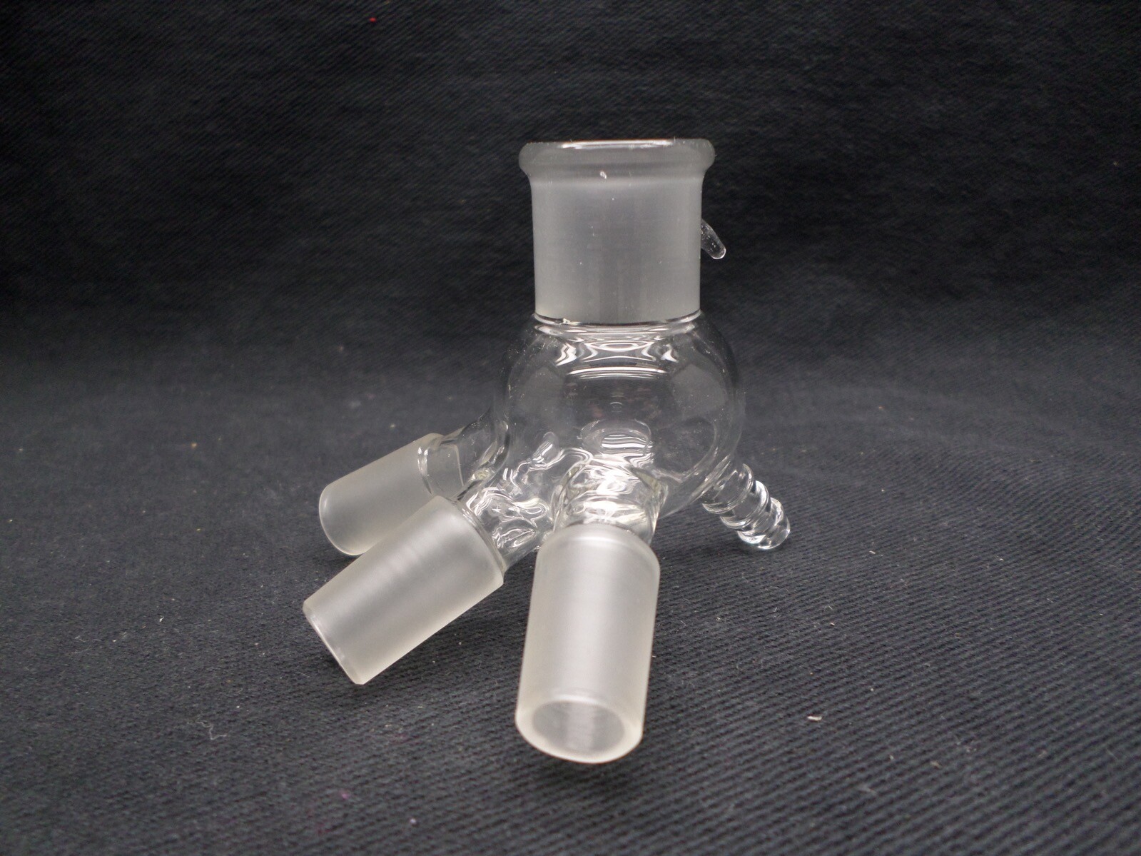Laboratory 19/22 & 14/20 Glass Cow Type Distillation Receiver 9mm Hose Chip