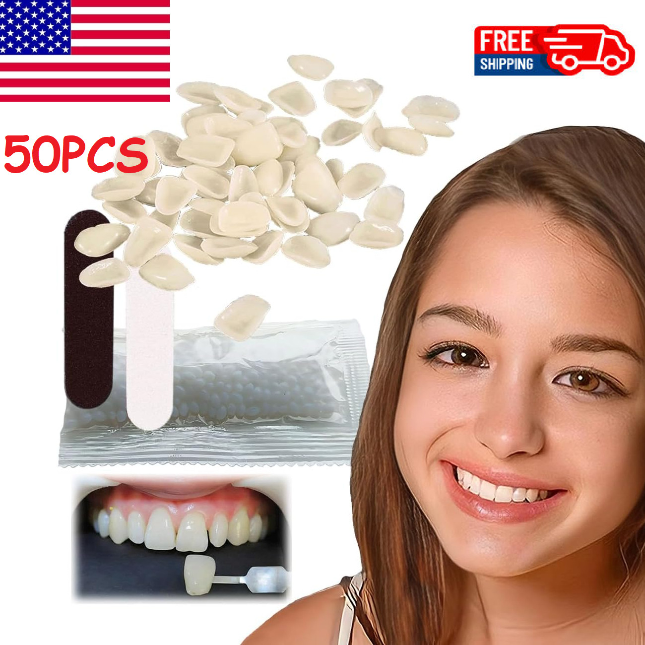 50Pcs Dental Porcelain Teeth Veneers Ultra Thin Resin Teeth Anterior