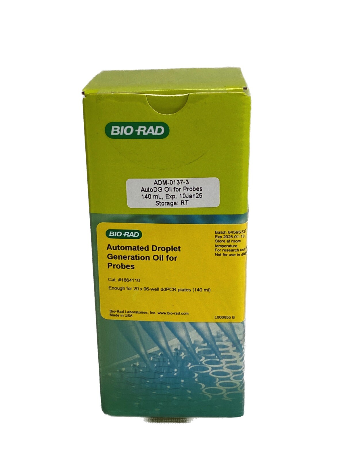 BIO-RAD 140mL QX200 ddPCR Automated Droplet Generation Oil 1864110 Exp 2025-01