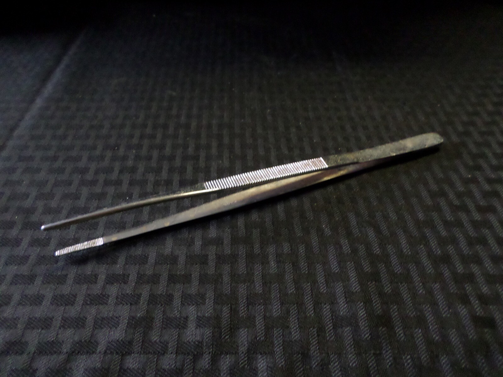 Laboratory Chrome 10” Blunt-Tip Straight Serrated Tweezer Forceps 1” Length Grip