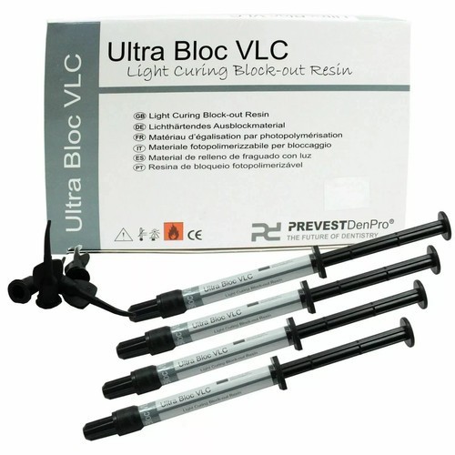 Prevest Ultra Bloc Vlc Light Cure Block Out Resin Cement 4 x 1.2ml Free II Ship