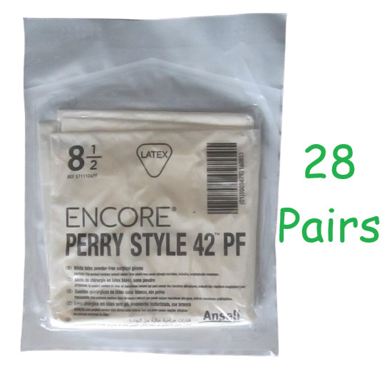 28 – Encore Perry Style 42PF Latex Powder-Free Surgical Gloves Sz 8.5 X-Comfort