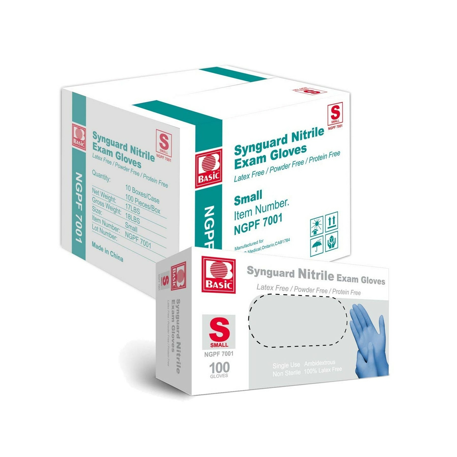 Basic Medical Blue Nitrile Exam Gloves – Latex-Free & Powder-Free – NGPF-7001…