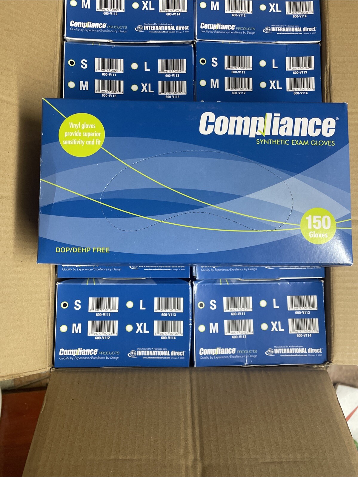 Compliance Synthetic Exam Gloves, Case of 10 Boxes, 150/box, 1500Pcs, Size Small