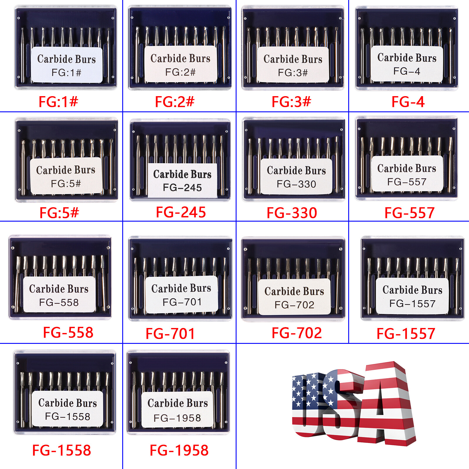 Lots of Dental Round Tungsten Carbide FG Bur For High Speed Handpiece
