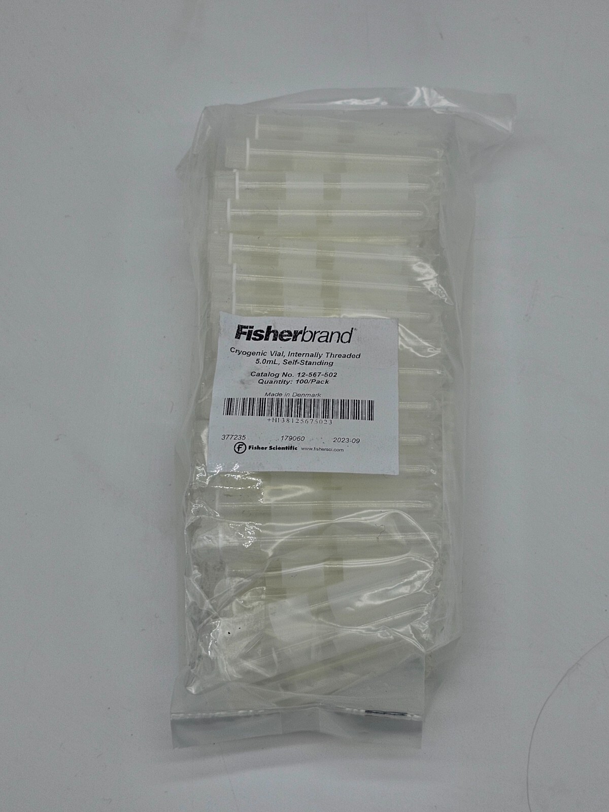 Fisherbrand 12-567-502 Cryogenic Vial, Internally Threaded 5.0mL, Self Standing