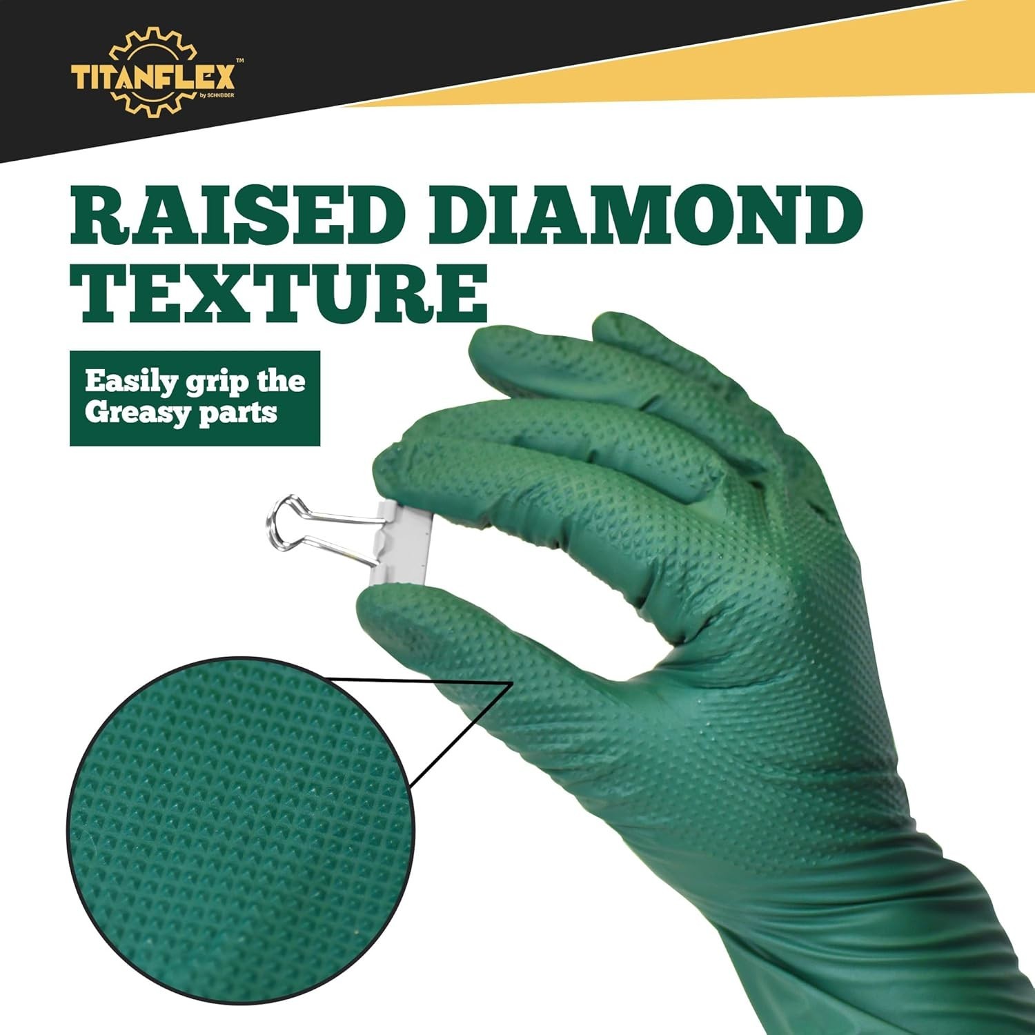 Heavy Duty Nitrile Gloves, 6 Mil Dark Green, 100 Pack for Mechanics – Latex Free