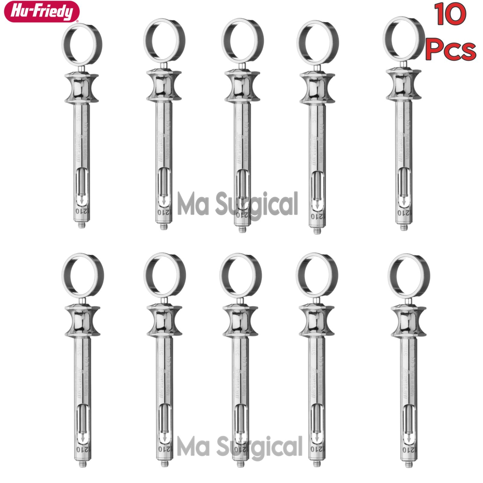 Hu-Friedy Type A Aspirating Anesthetic Syringe – Stainless Steel lot of 10 pcs