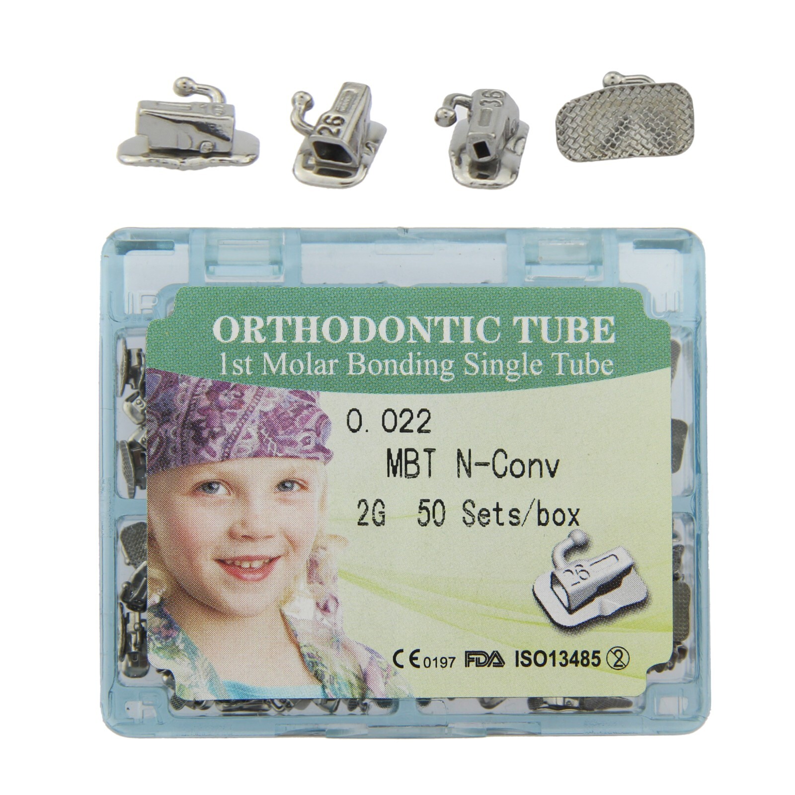 200pc tubos de ortodoncia Dental Buccal Tube 1st 2nd Molar MBT Roth 022 Bondable