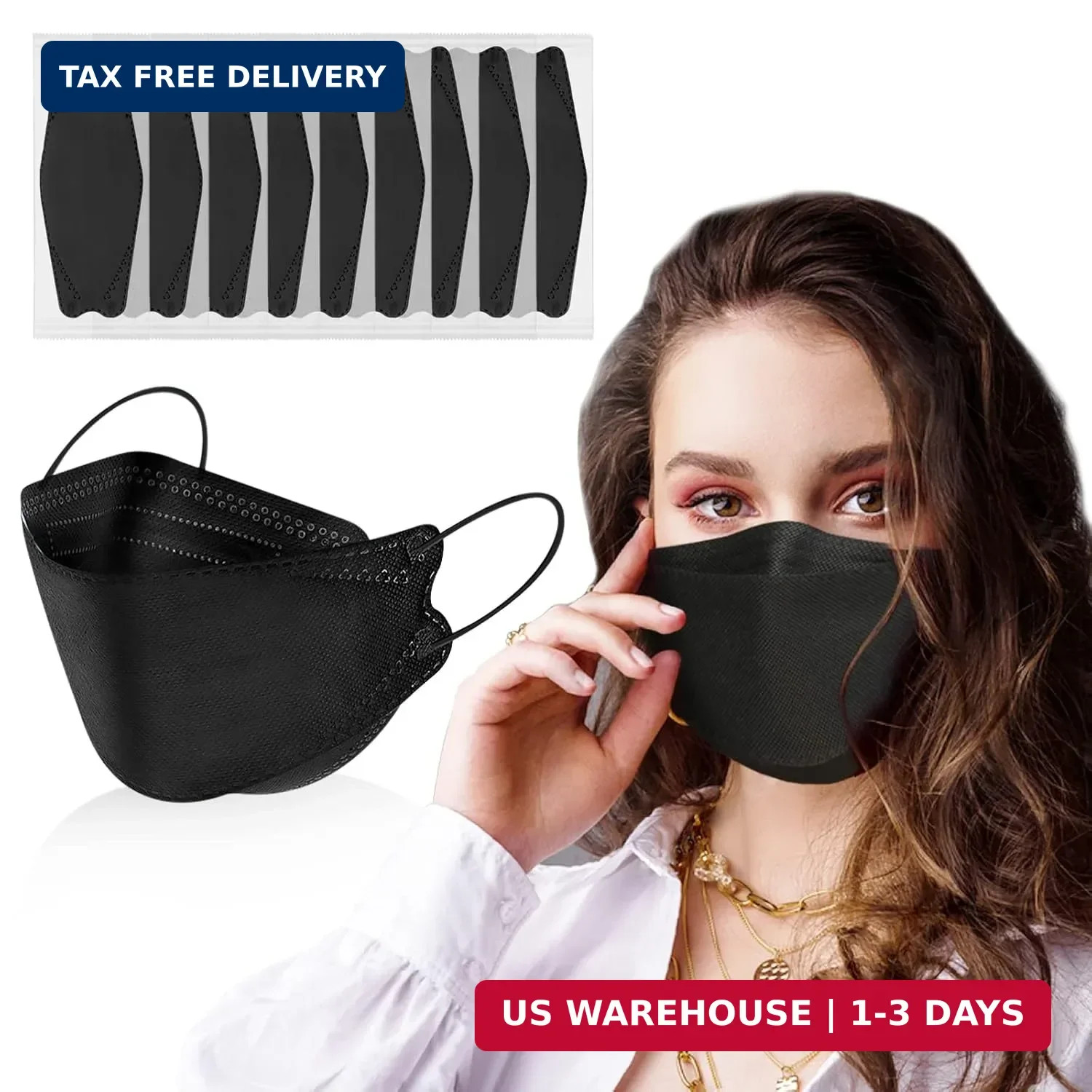 60pcs KF94 mask,Disposable Black Masks,4 Layers Protection Filter Efficiency 95%
