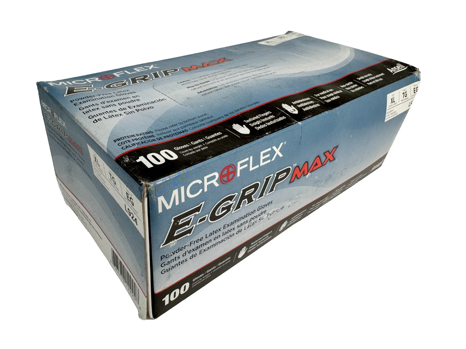 ANSELL L924 Latex Disposable Glove, Size: XL Microflex E-Grip Max *Box of 100*