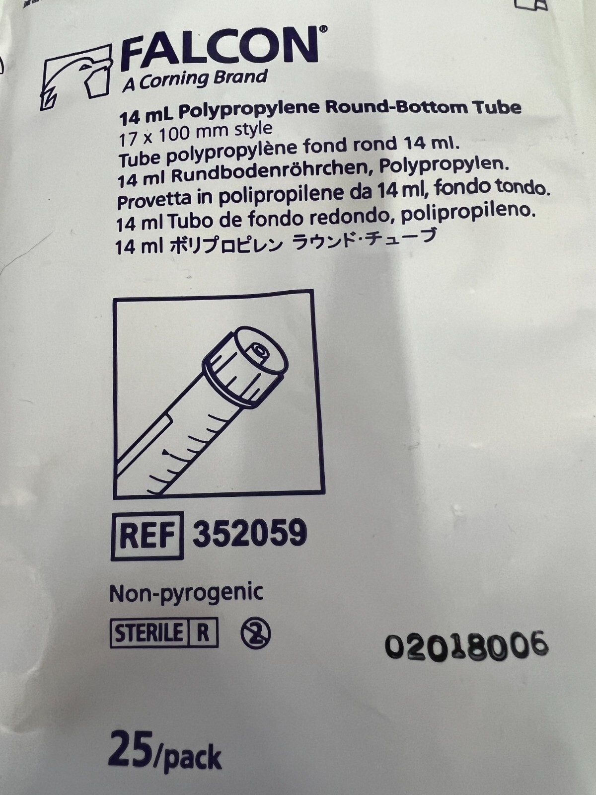 Corning Falcon 352059 14 mL Polypropylene Round Bottom Tube – Pack of 25