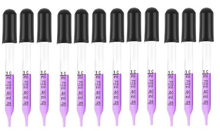 Lot of 12 24 48 and 96 Oils Medicine Art Eye Dropper Graduated 3″ Straight Tip