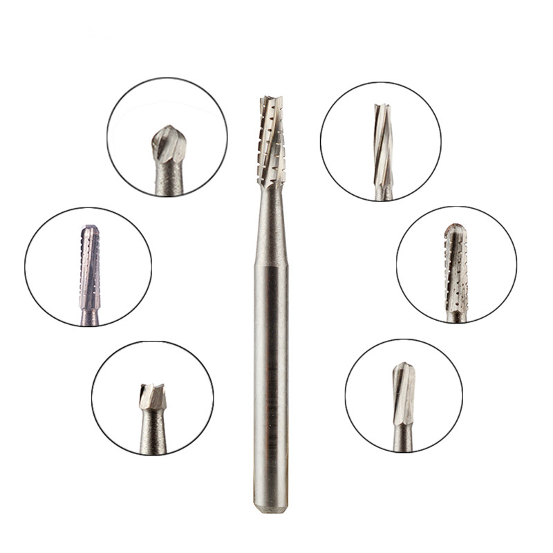 10x Dental Tungsten Carbide Polishing Burs Drills Cutting FG Cylinder/Taper/Cone