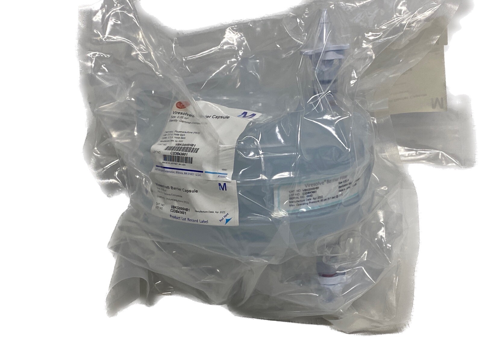 MILLIPORE Viresolve Barrier Capsule Filter 0.05m2 PES 1/2” HB VBKG005HB1