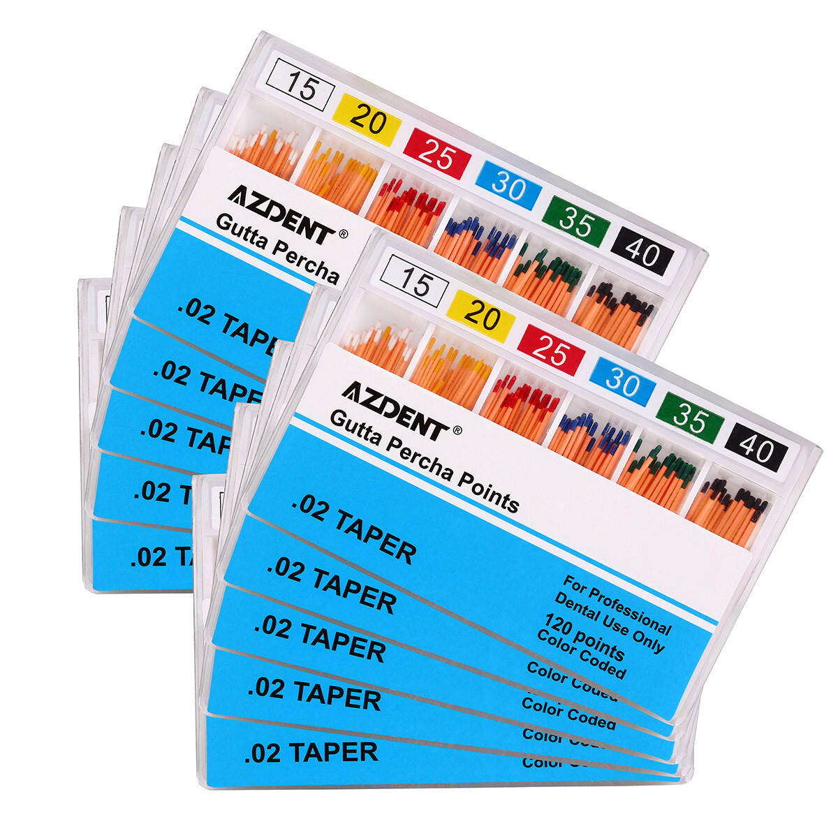 10Packs Dental Gutta Percha Points Root Canal Endodontics GP 0.02 15-40# AZDENT