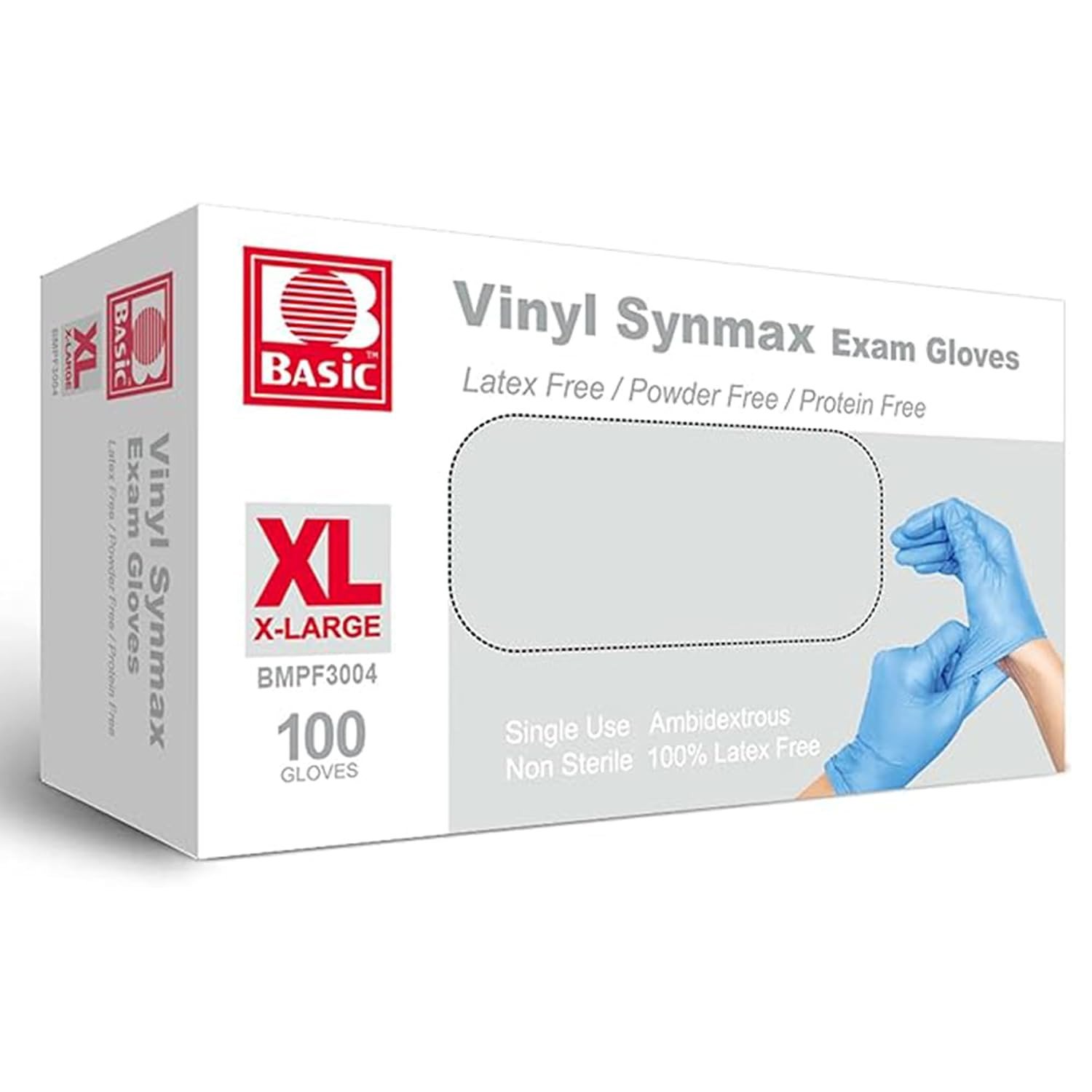 Basic Vinyl Exam Gloves, Latex-Free, Powder-Free, Disposable, Small, Case of 1,0
