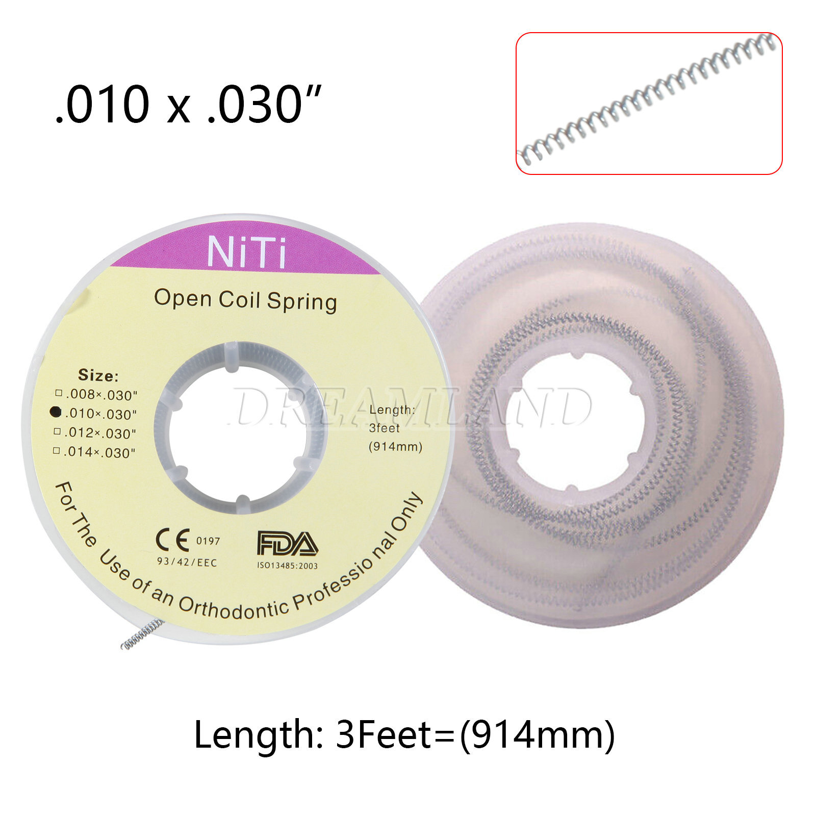 1 Roll Dental Orthodontic Niti Open Coil Spring Spool Dia.010 *030 inch 914mm