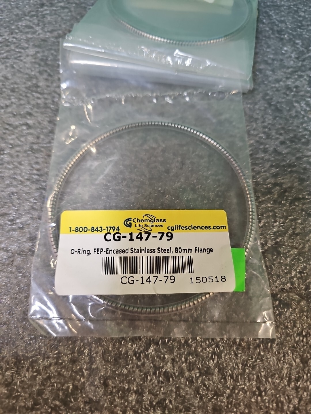 Chemglass CG-147-79 O-Ring 80mm Duran Flange | FEP Enclosed Stainless Reaction