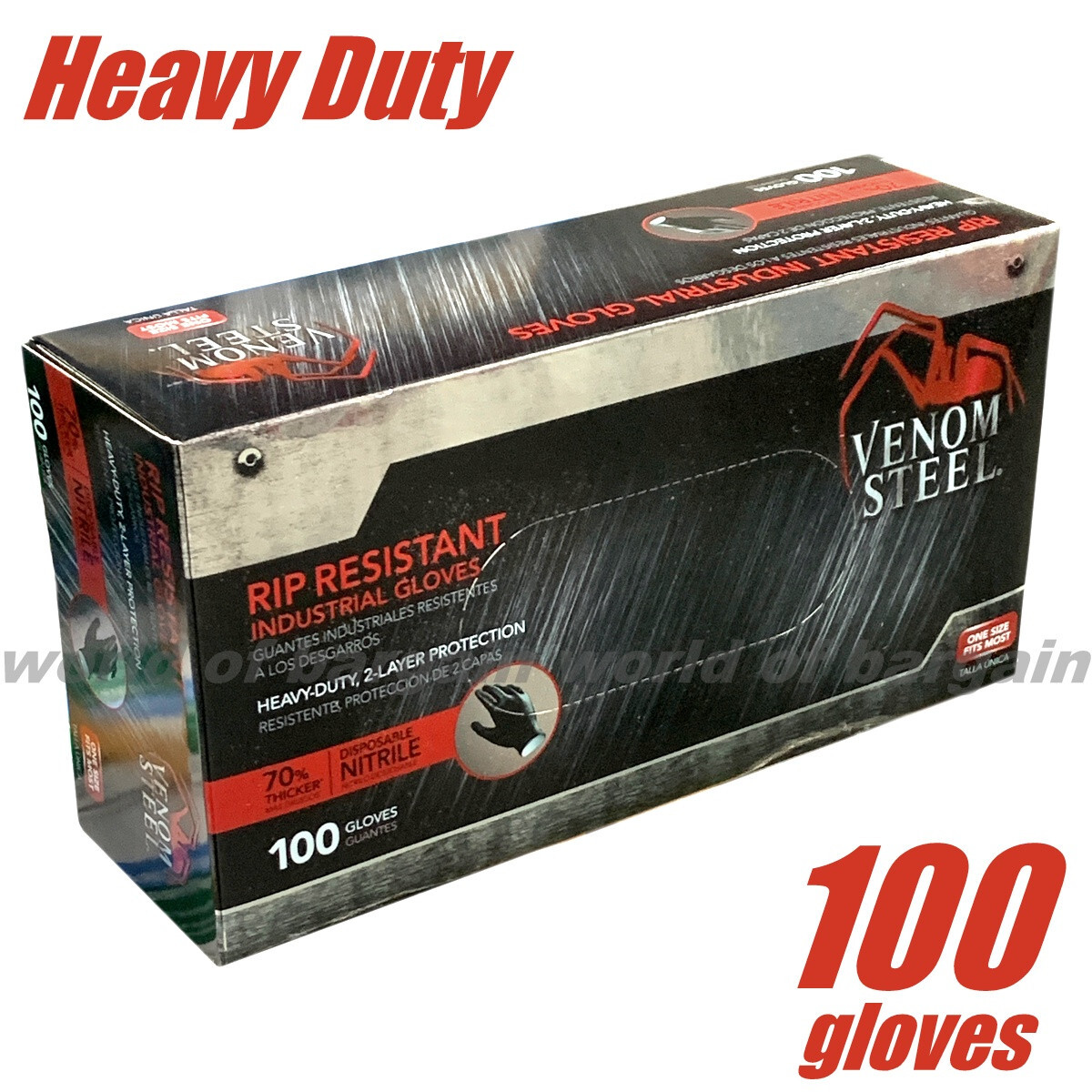 VENOM STEEL GLOVES Rip Resistant Industrial 2 Layer Nitrile Black Auto Mechanic