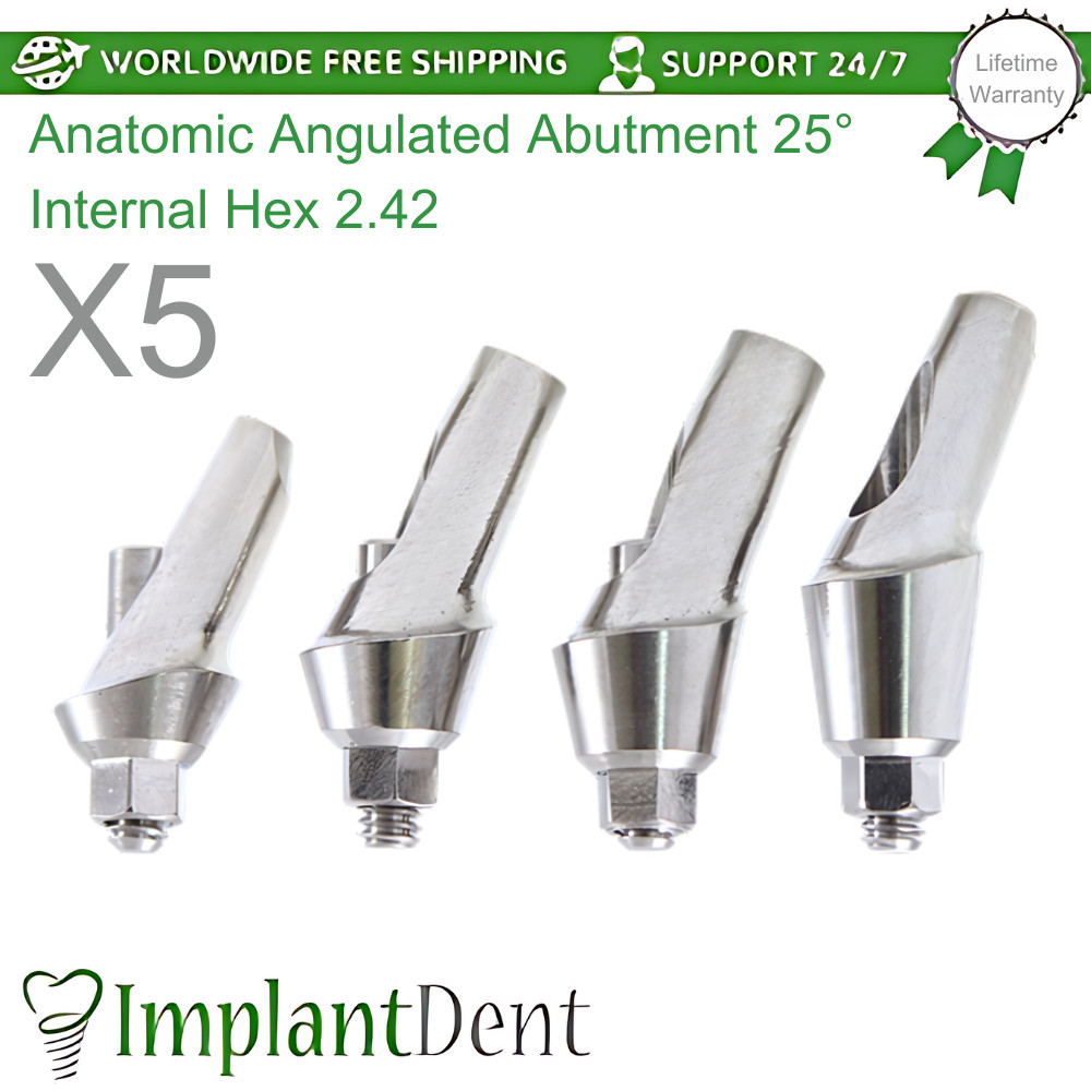 5x Anatomic Angulated Dental Prosthetics 25° Int Hex Connection Dentistry