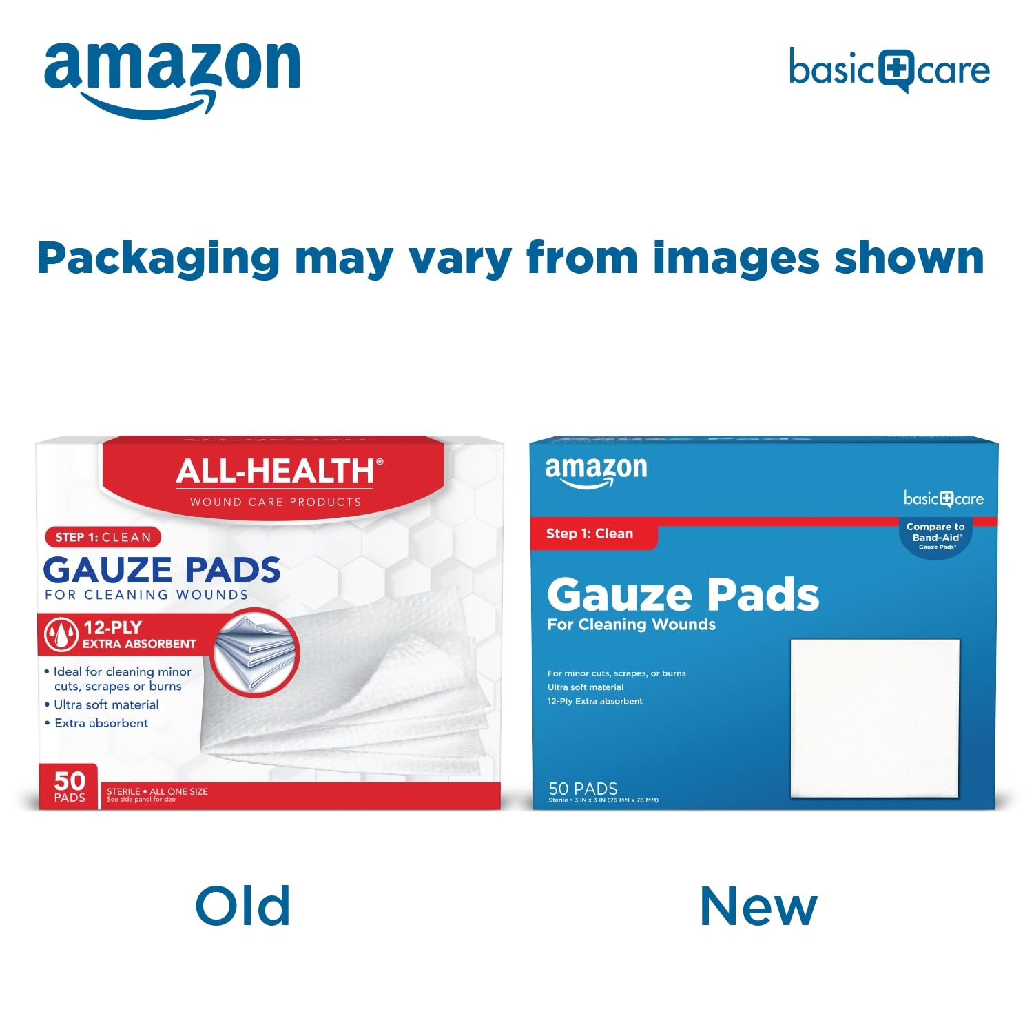 Amazon Basic Care Gauze Pads, 3×3 inches Sterile Medical Inch (Pack of 1)