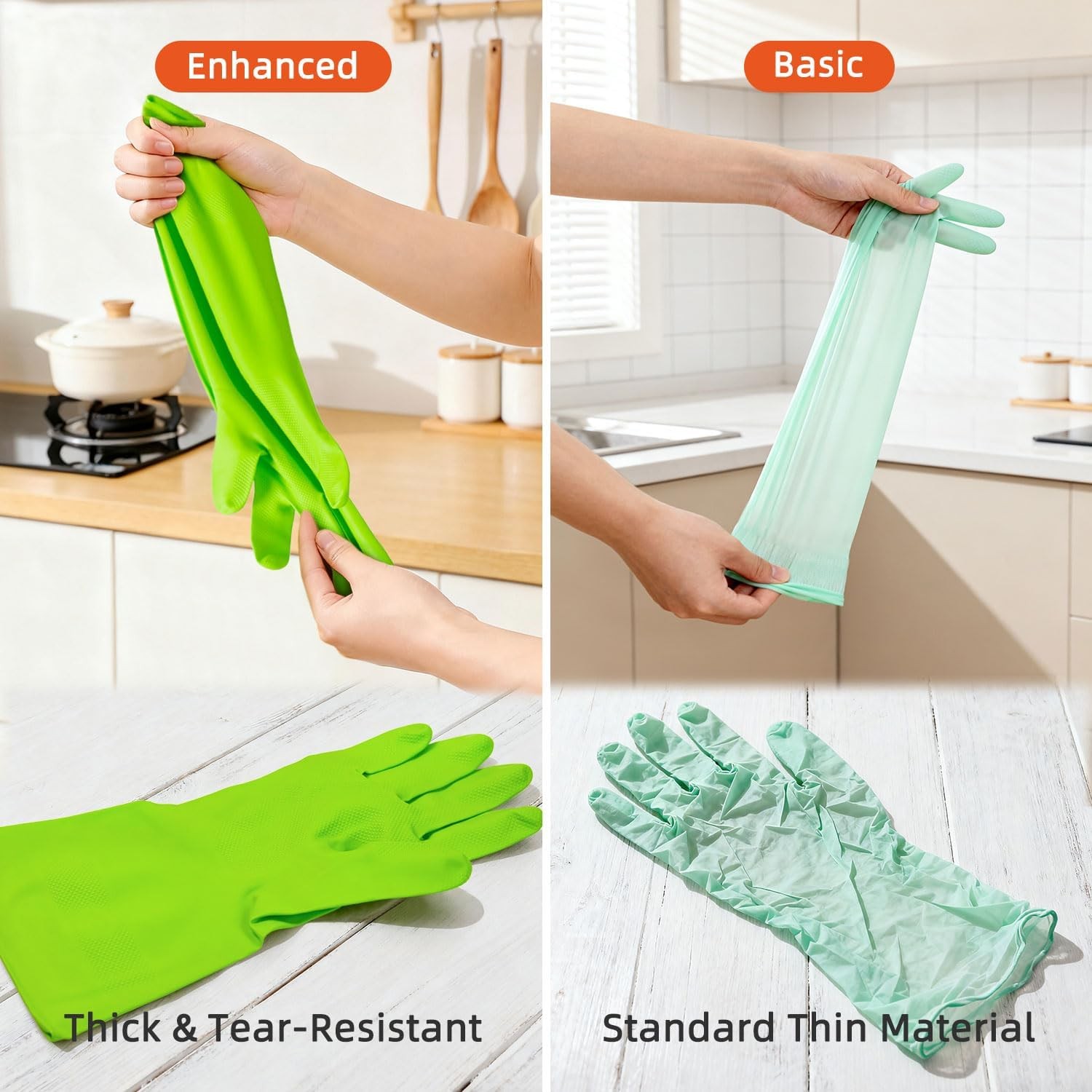 Cleanbear Rubber Cleaning Gloves, Medium, 11.8 in, 3 Pairs