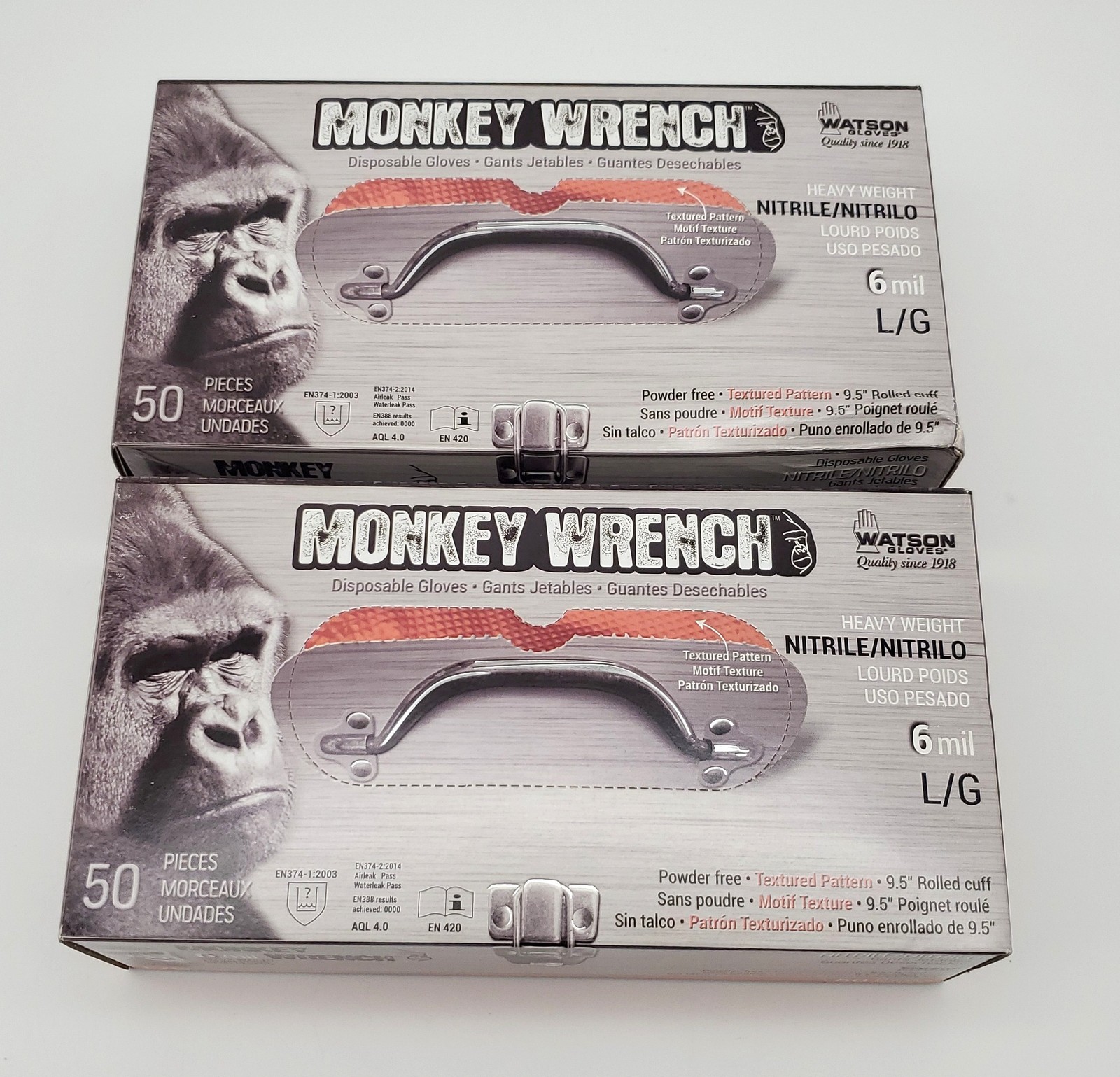 Monkey Wrench Nitrile Gloves Large Powder Free Textured 6 mill Pack of 100