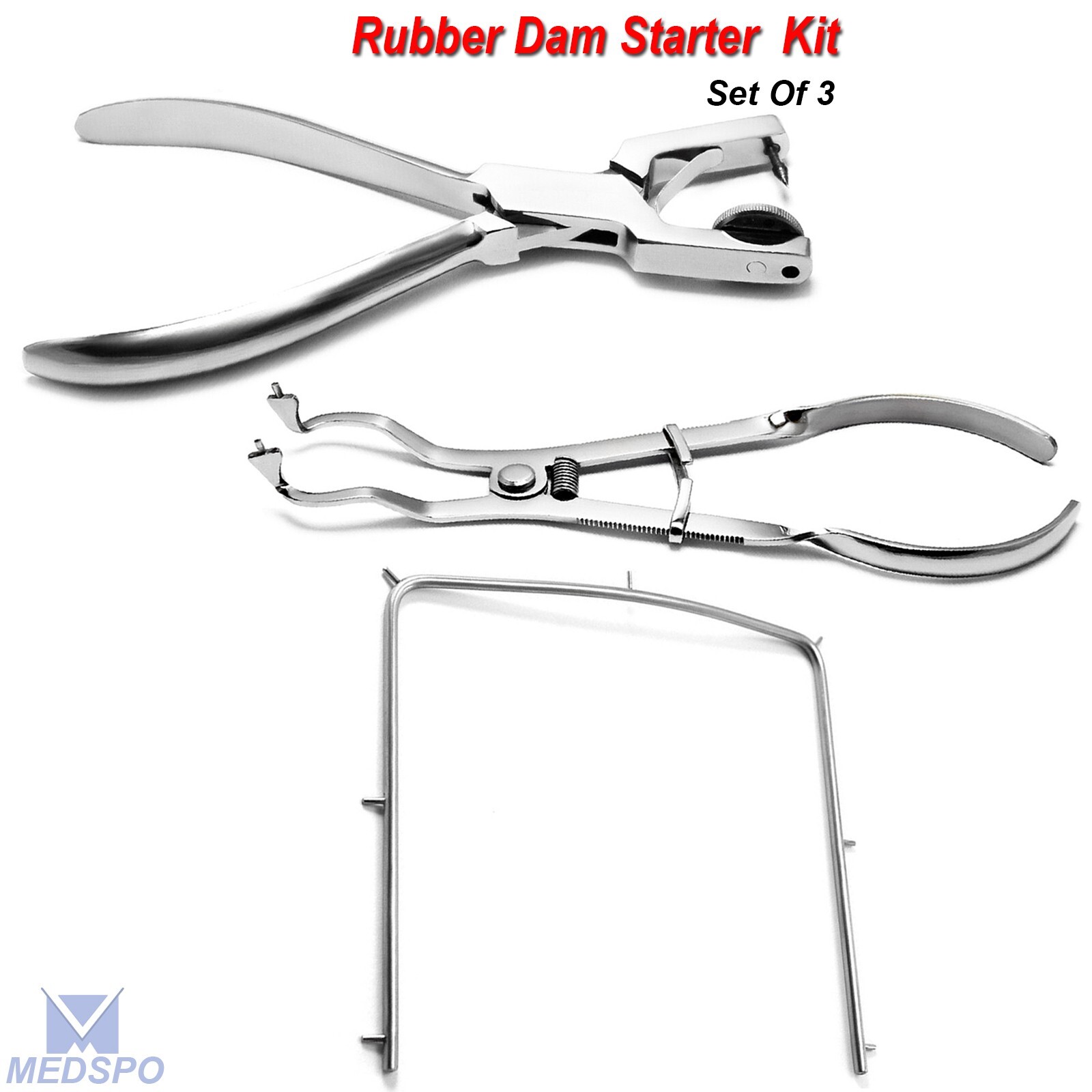 Dental Endodontic Rubber Dam Starter Kit With Frame Punch Clamps Instruments CE