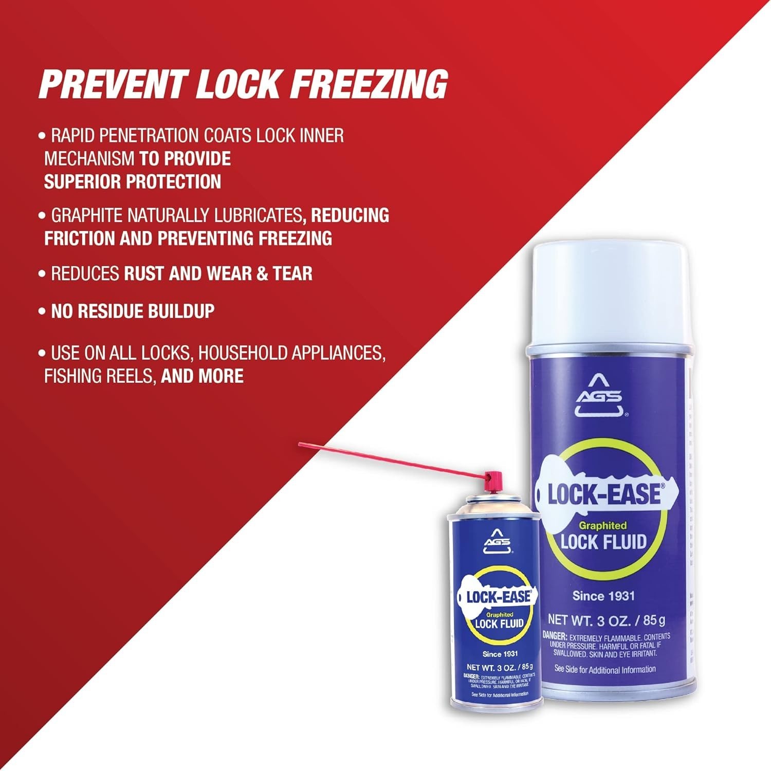 Automotive Solutions Lock-Ease Graphite Lock Lubricant – 3oz Aerosol, Prevent…