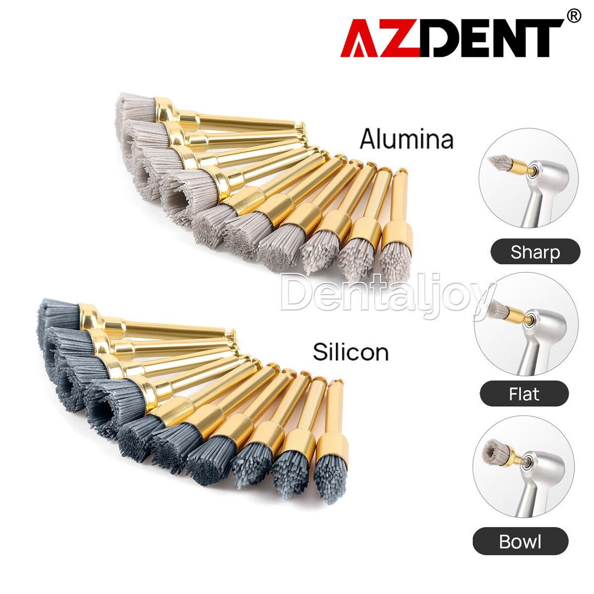 Dental Polishing Brush Silicon /Alumina CA Flat Sharp Bowl For Low Contra Angle