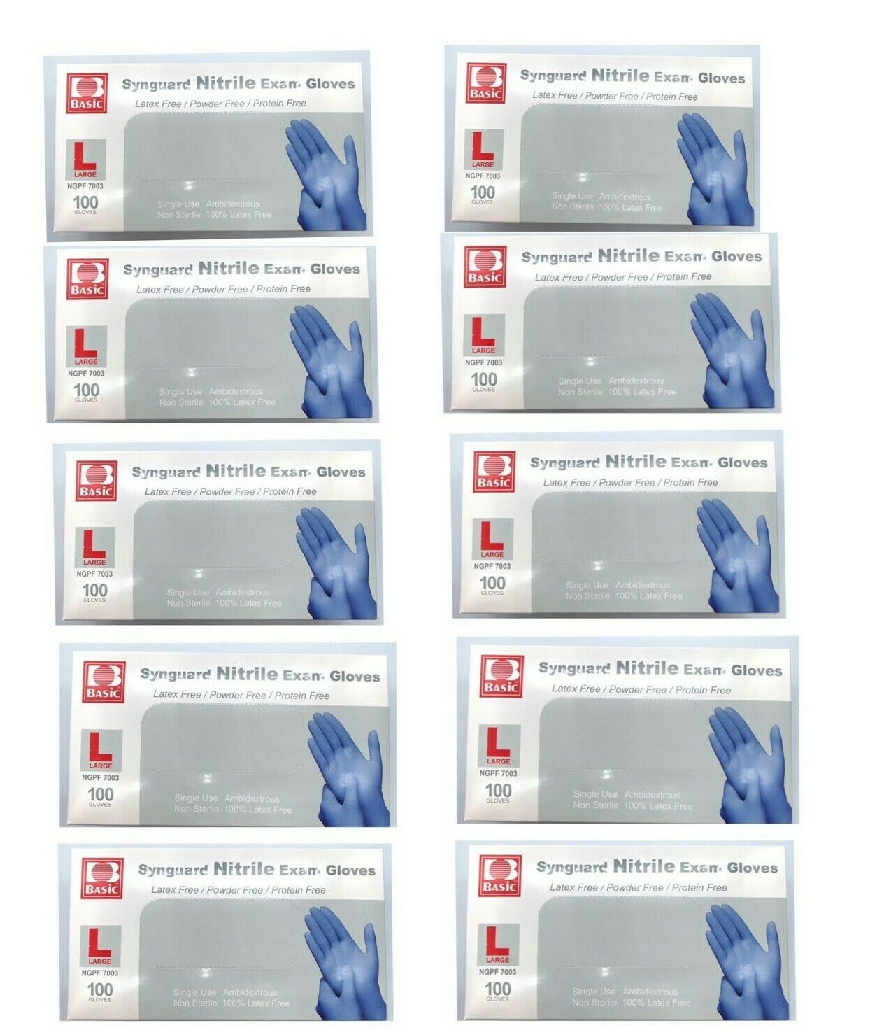 Synguard Nitrile Exam Gloves Powder-Free Blue large (10x 100/Bx)