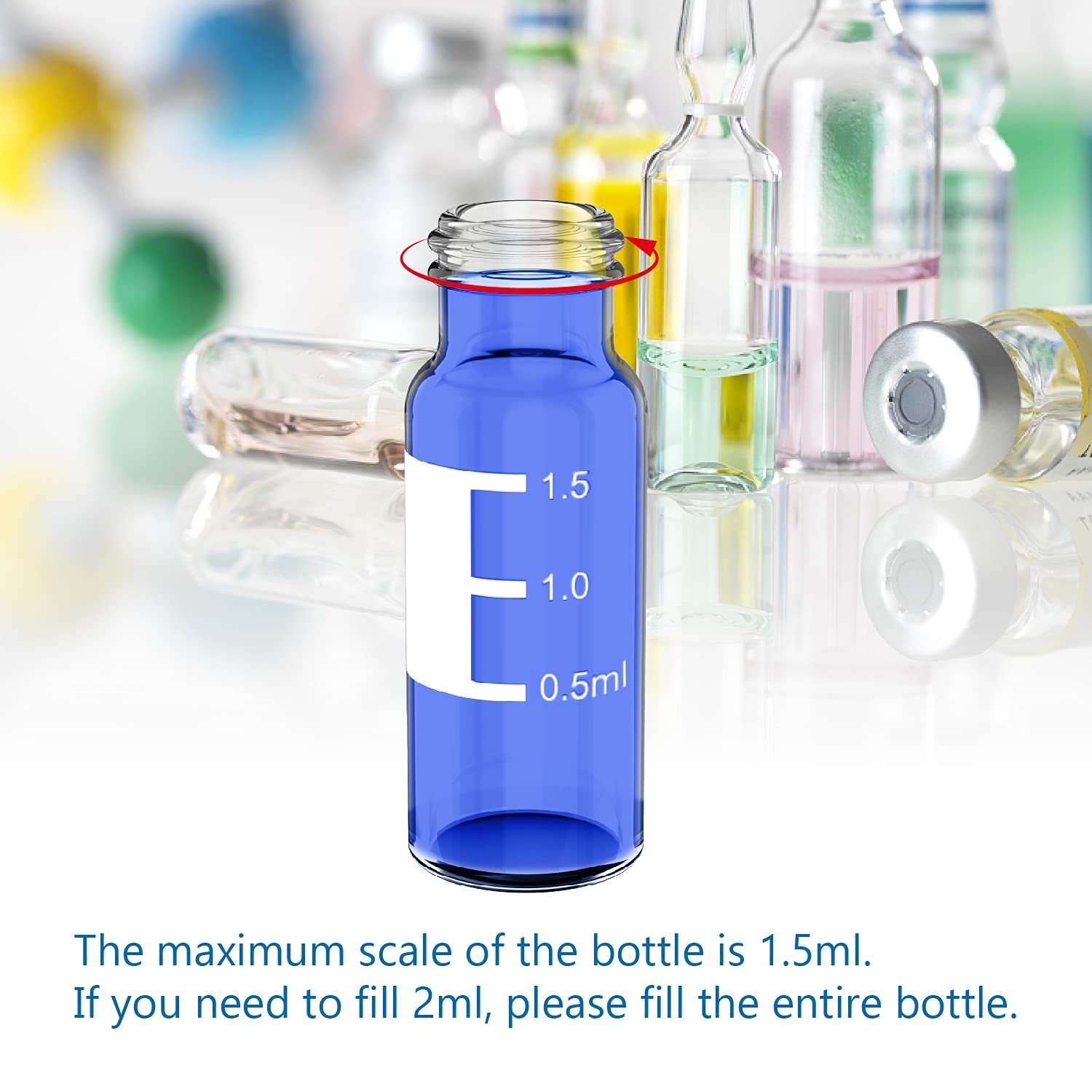 1000x 2ml Autosampler Vials + Pre-Slit Caps 9-425 Glass Bottle Screw Top HPLC GC