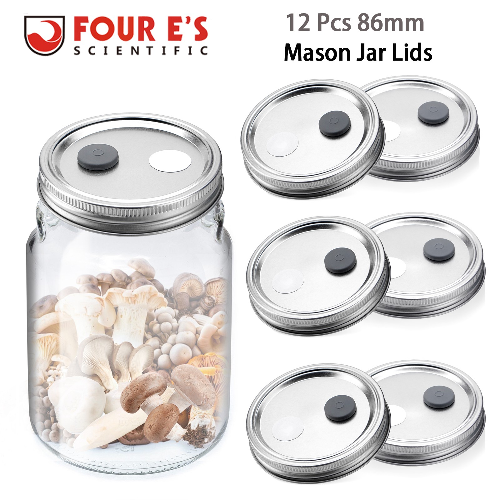 12PCS Mason Jar Lid Wide Mouth Lliquid Mushroom Culture Lid PTFE Filters Set