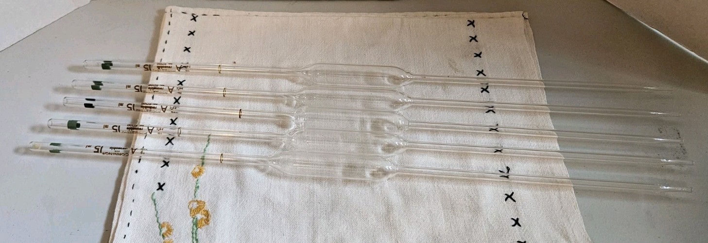 PYREX Bulb Volumetric Pipettes 15ml # 97100 Reusable TC 20° C 5pcs