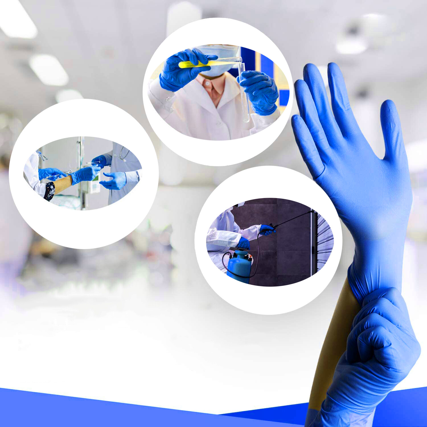 1000PCS Basic Blue Vinyl Synmax Exam Gloves M-SIZE