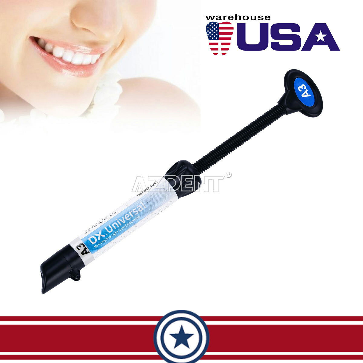 DENTEX Dental Universal Composite Light Cure Resin Anterior Posterior A3 Syringe