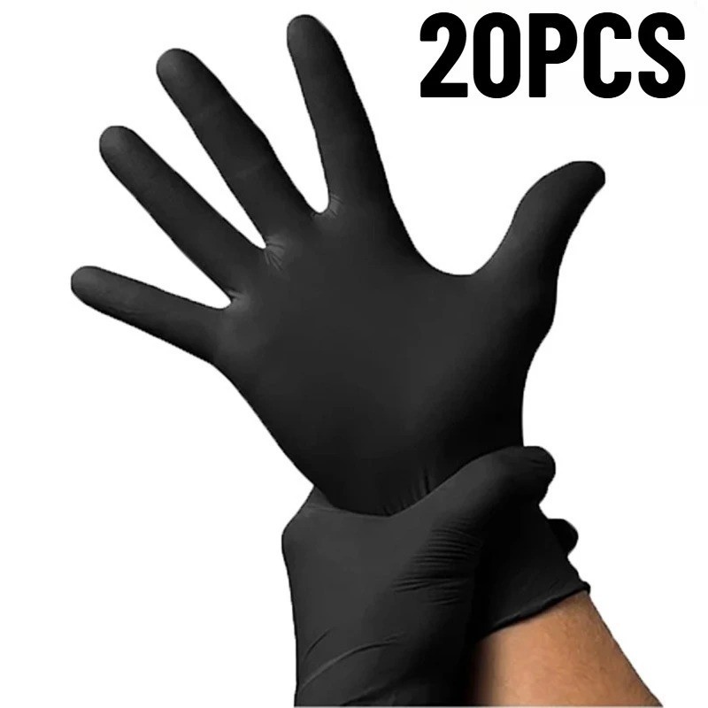 100/50/20PCS Black Nitrile Disposable Gloves Thick Waterproof Cleaning Tattoo