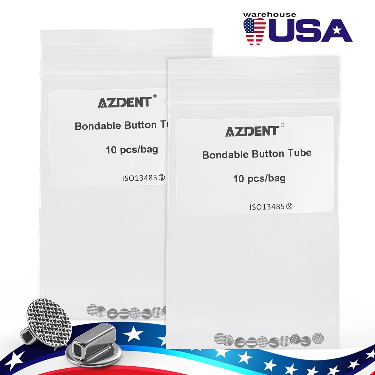 Dental Orthodontic Bondable Lingual Buttons With Single Tube Round Mesh Base