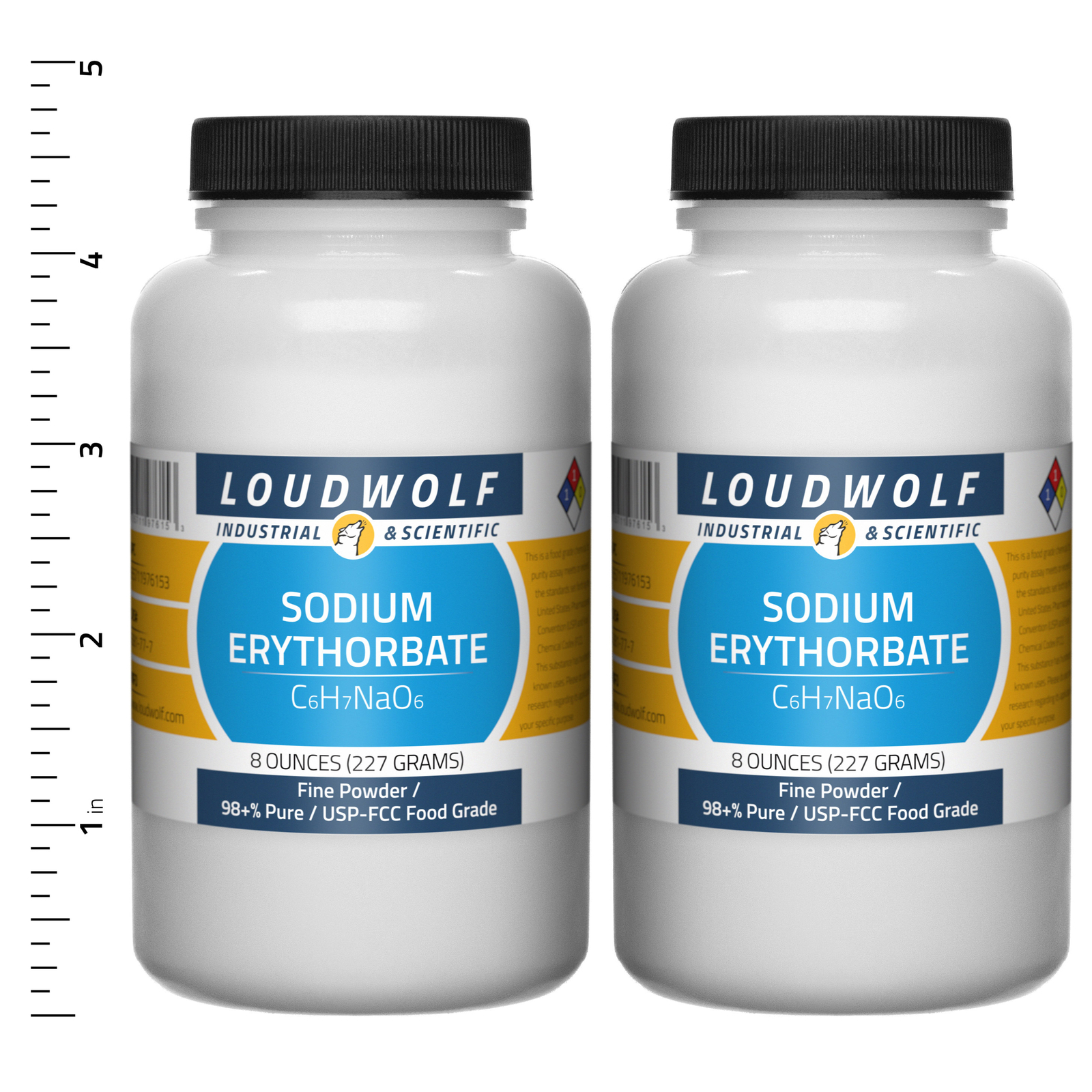 Sodium Erythorbate 1 lb Total (2 Bottles) USP-FCC Food Grade Fine Powder