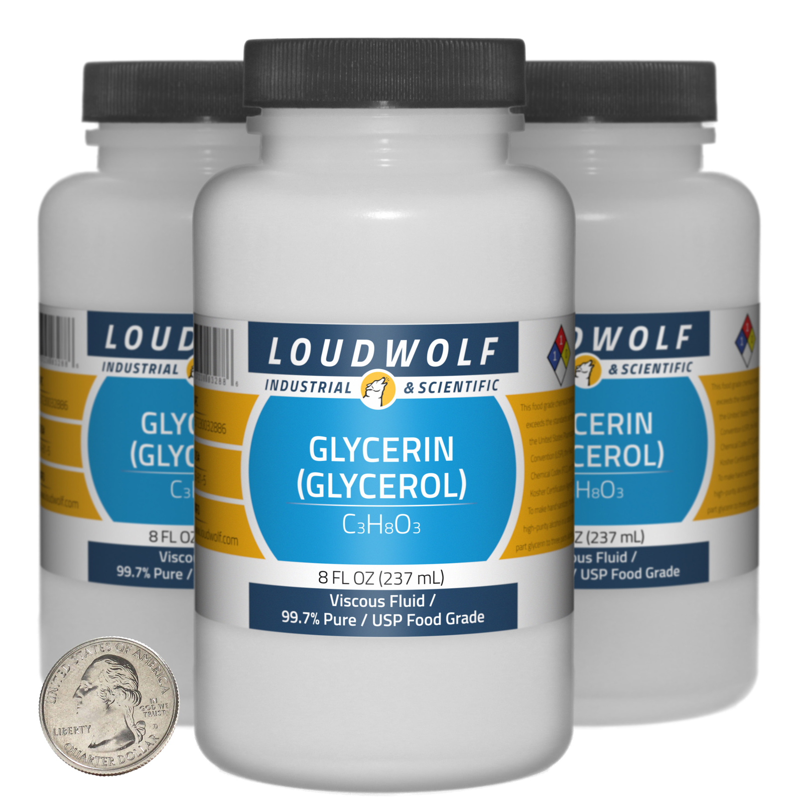 Glycerin / 24 Fl Oz / 3 Bottles / 99.7% Pure USP Food Grade / Viscous Fluid