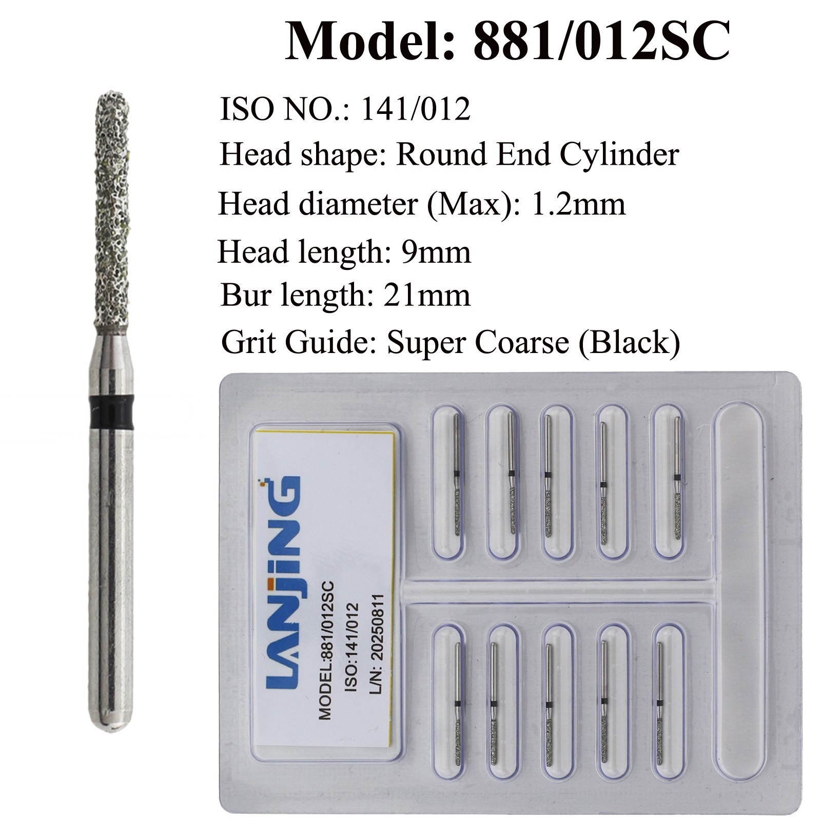 Super Coarse Diamond Bur Dental Burs FG Round End Taper Cylinder Egg Barrel Burr