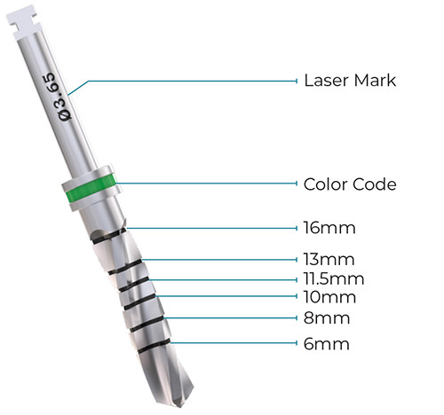 3.65mm Straight Drill External Irri gated, Israel Made Dental Im plant