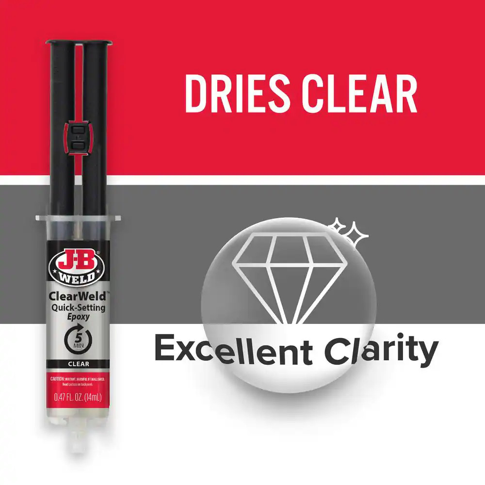 JB Weld 50114H ClearWeld Quick Setting Epoxy, Clear 0.47 oz