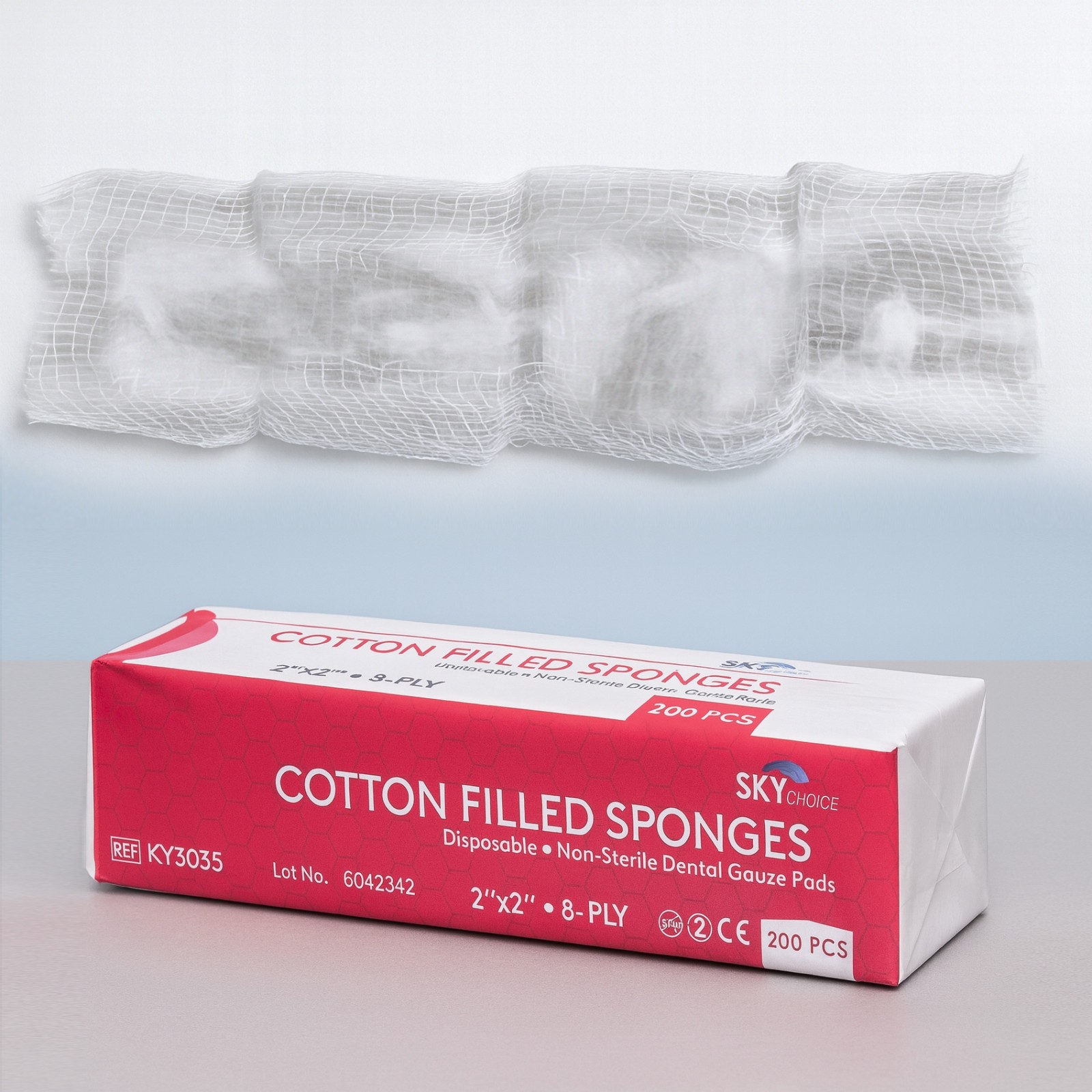 5000x Cotton Filled Gauze Dental 2×2 8Ply Sponge 2″x2″ N/S Sponges