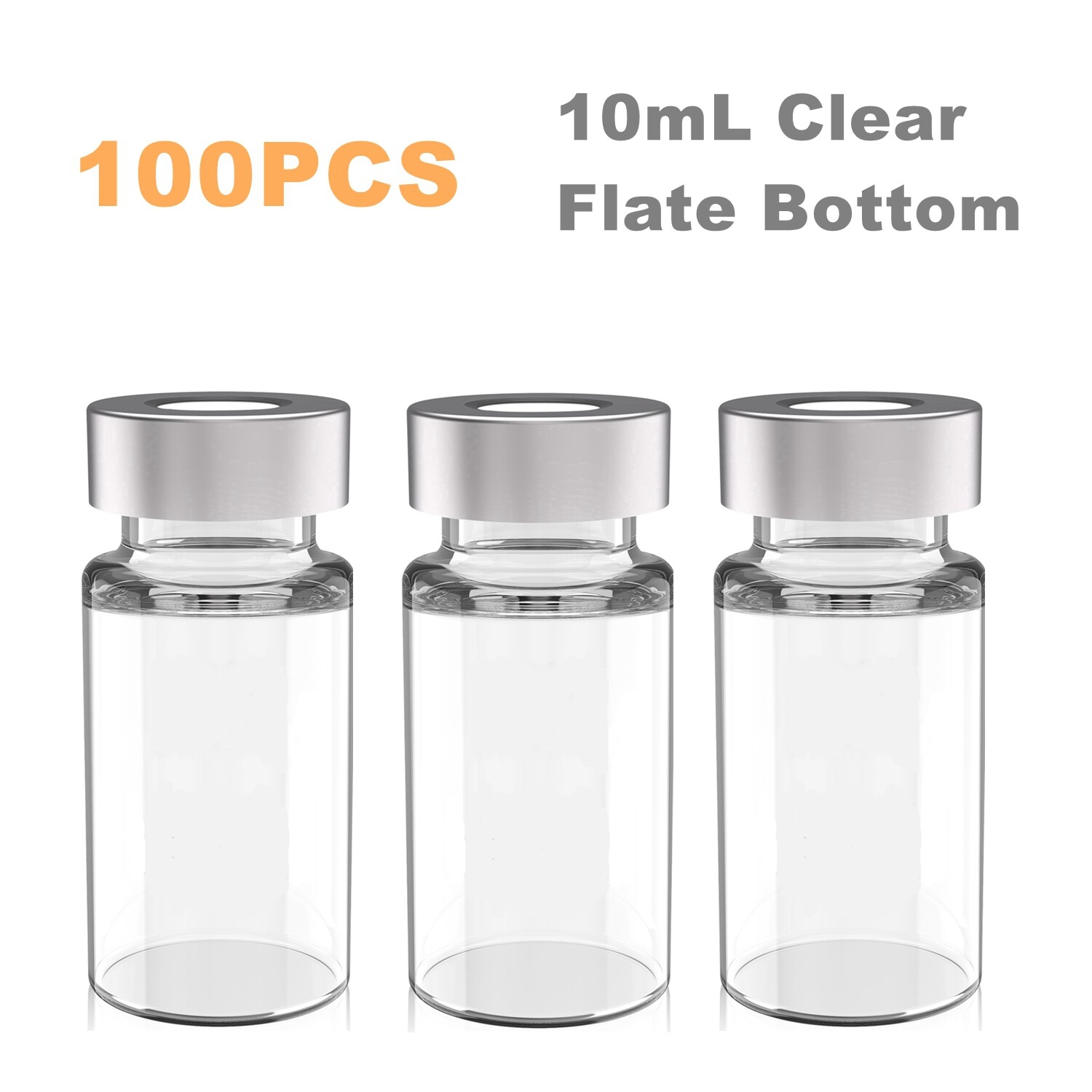 500pcs 10ml Capacity Clear Sample Headspace Vials, Crimp Top Caps Glass Bottles
