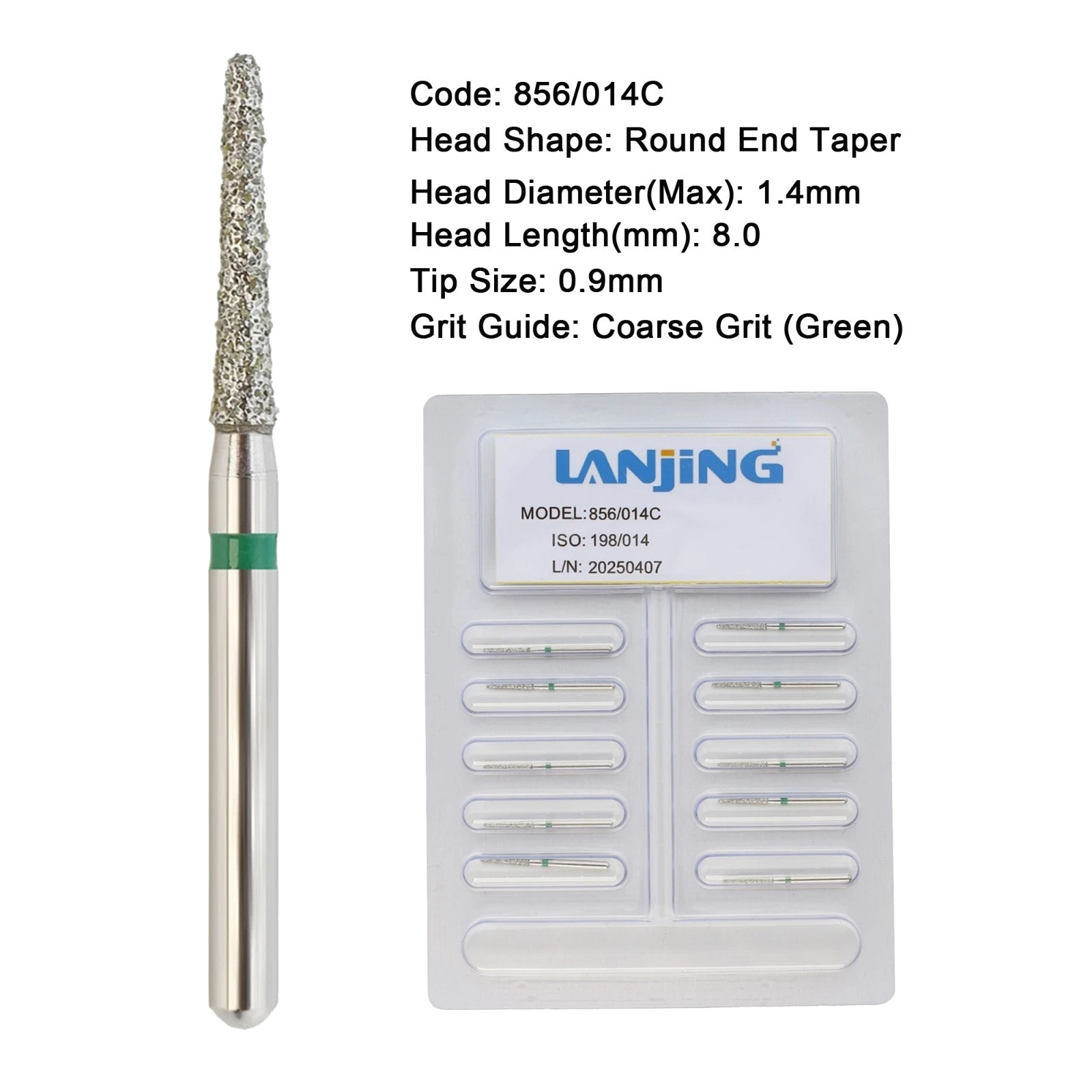 Dental Burs Diamond Round End Taper Cylinder FG High Speed Coarse Fine 850 856